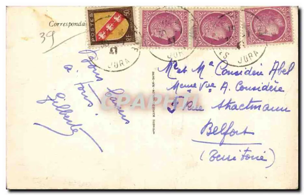 St-CLAUDE e o Cirque dos Foules — Jura-Touriste, editor H. F. SHALCA, n° STE-A - Verso