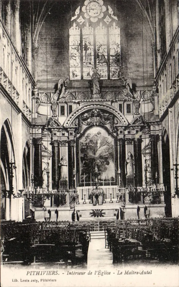Pithiviers — Innenansicht der Kirche — Der Hauptaltar — Lib. Louis Joly, Pithiviers - Vorderseite