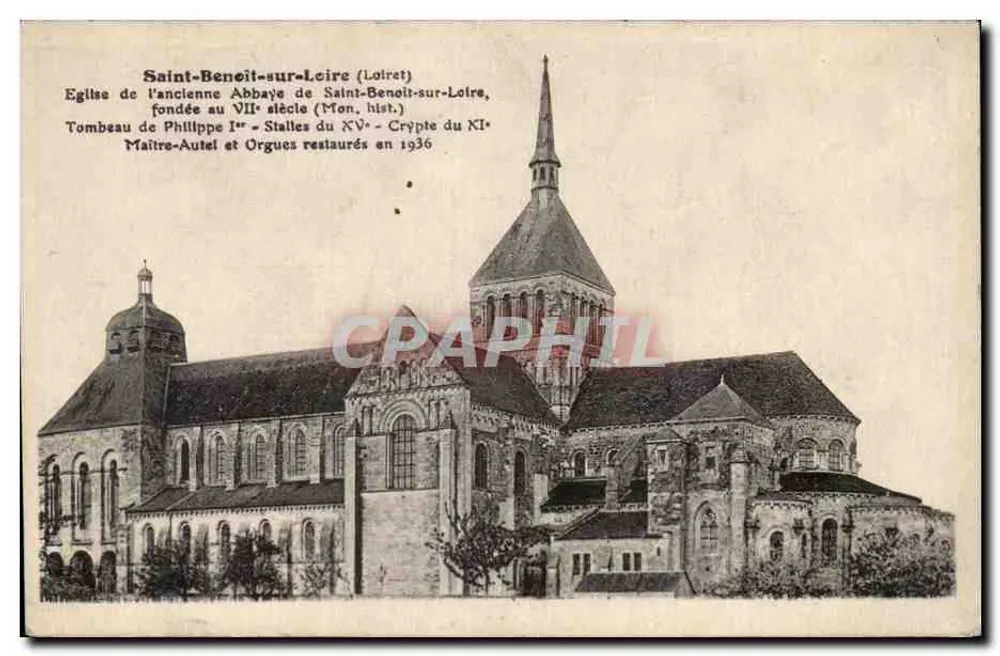 Saint-Benoît-sur-Loire (Loiret) — Igreja da antiga abadia, fundada no século VII — L. Leonmard, Orléans - Frente