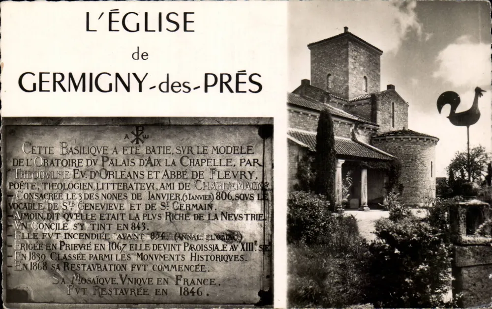 A Igreja de Germigny-des-Prés — fachada meridional e lanterna dos mortos — Edições Lécoutre - Frente