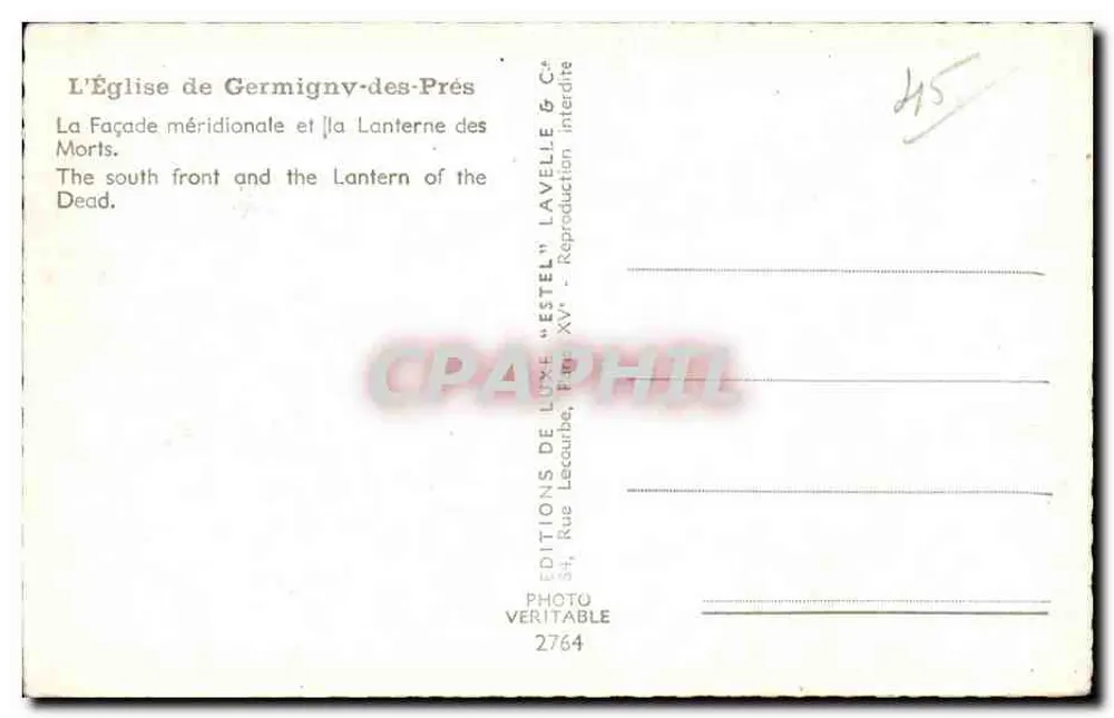 A Igreja de Germigny-des-Prés — fachada meridional e lanterna dos mortos — Edições Lécoutre - Verso