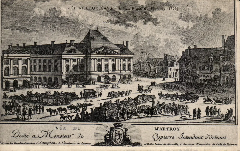ANSICHT DES ALTE ORLEANS — Die Place du Martroy (1772) — Martroy, Intendant von Orleans - Vorderseite