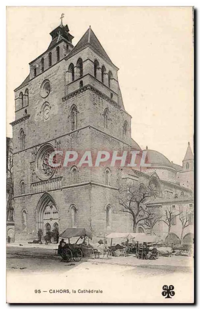 Cahors, a Catedral — vista da fachada e da torre — editor MIT, n° 95 - Frente