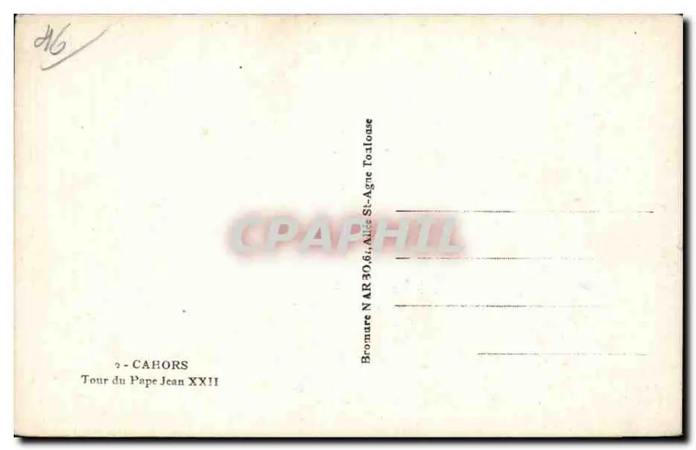 Cahors — Turm des Papstes Johannes XXII — Verlag Nirbo, n° 2 - Rückseite