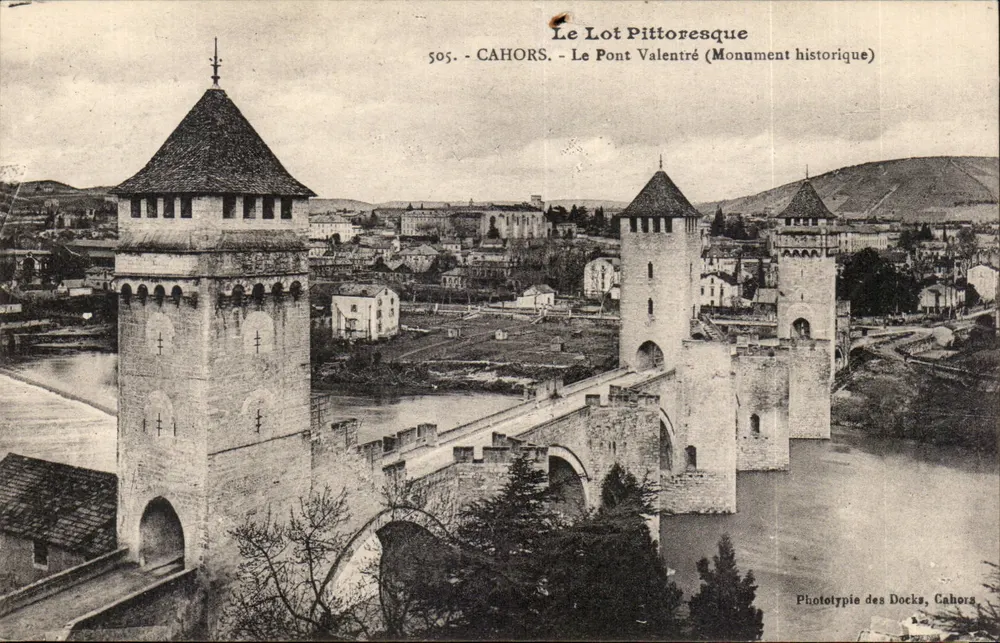 Cahors - O Ponte Valentré (Monumento Histórico) — Fototipia dos Docks, Cahors, n° 505 - Frente