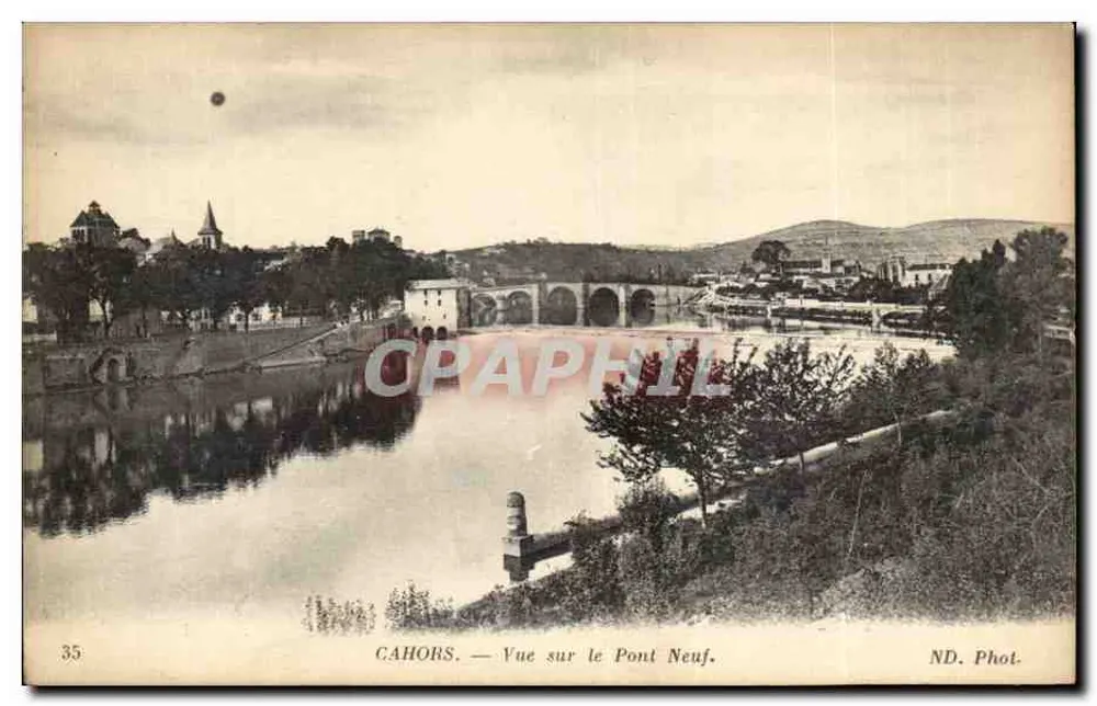 Cahors — Vista do Ponte Nova — ND. Fot. - Frente