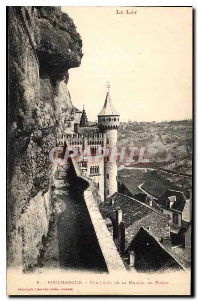 Rocamadour — Vista tirada da Casa de Maria — Fototipia Labenchoître, Jouvence - Frente