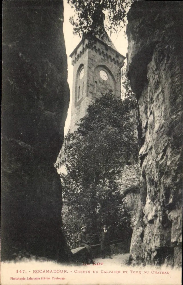 Rocamadour — Weg des Kalvariums und Turm des Schlosses — Phototypie Labouche Brüder, Toulouse, Nr. 147 - Vorderseite
