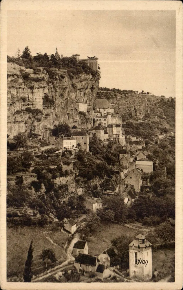 Rocamadour (Lot) — Ansicht vom Weg nach Cahors, mit dem Moulin de Roquefrége im Vordergrund — Éditions d'Art 'WON', Paris - Vorderseite