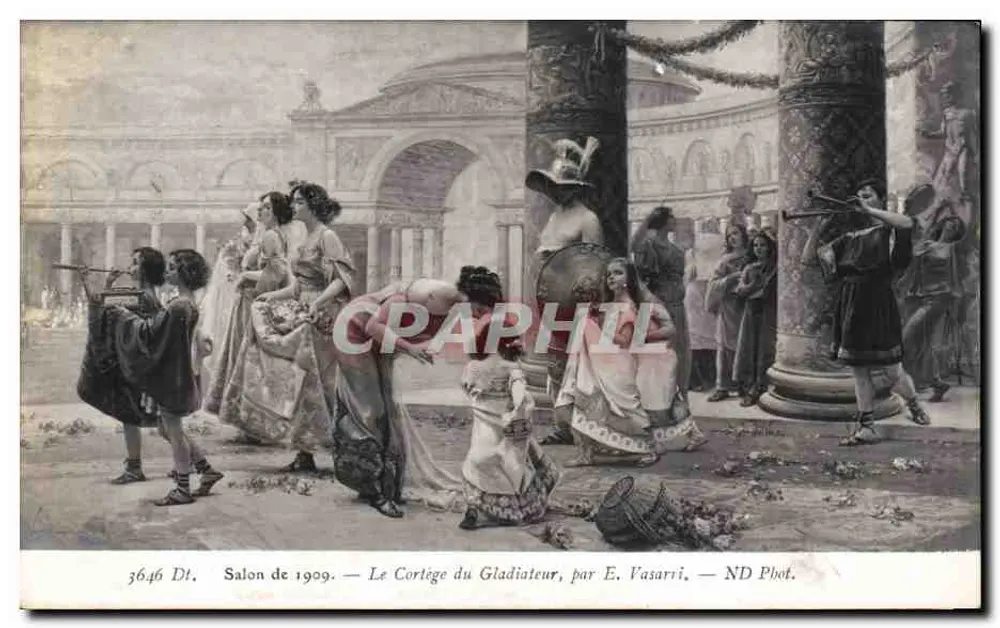 Der Gladiatorenzug — Salon de 1909 — von E. Vasarri — ND Phot. - Vorderseite