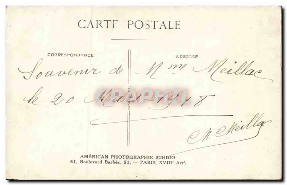 Retrato de uma jovem mulher — Américan Photographic Studio, Paris — número de série não visível - Verso