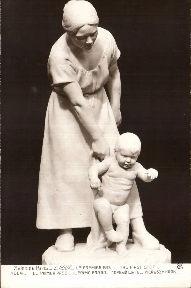 Der erste Schritt — Skulptur von C. Roux — Salon de Paris, Nr. 3664 - Vorderseite