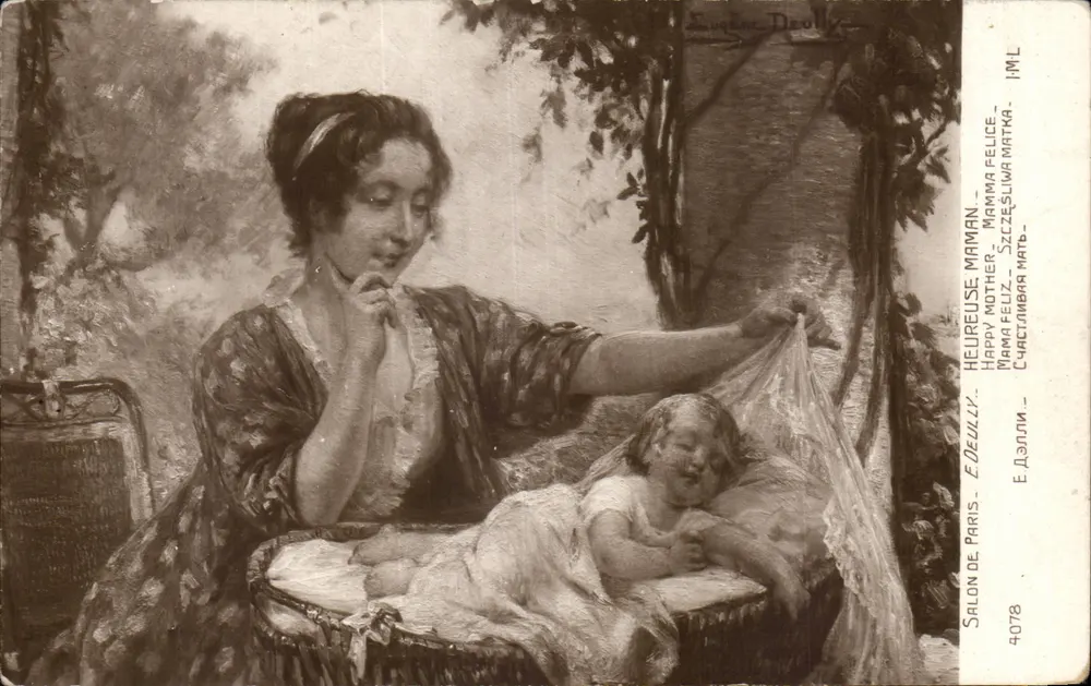 Glückliche Mutter — Szenen der Mutterschaft — Salon de Paris, E. Deully, Nr. 4078 - Vorderseite