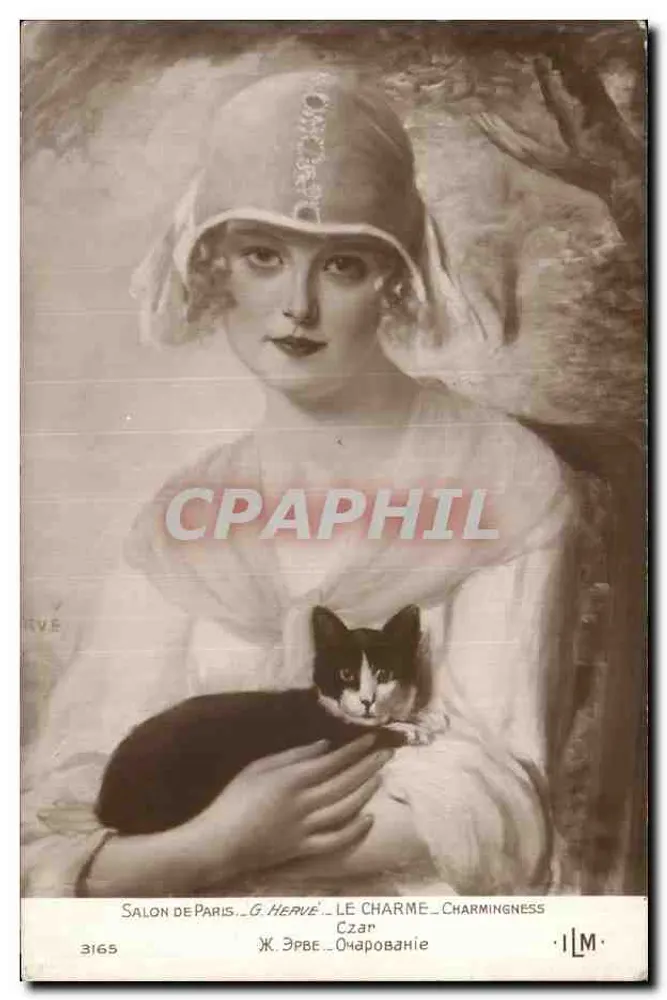 Frau mit Katze — Salon de Paris — G. Herve, Nr. 3165 - Vorderseite