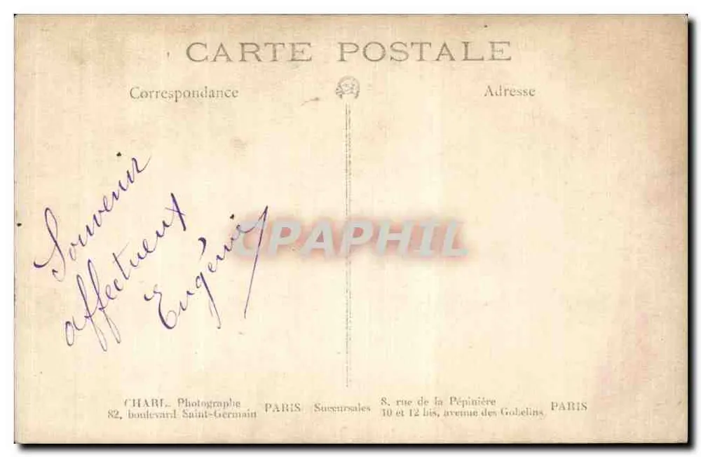 Retrato de uma mulher — época 1920 — CHART. Fotógrafo, Paris - Verso
