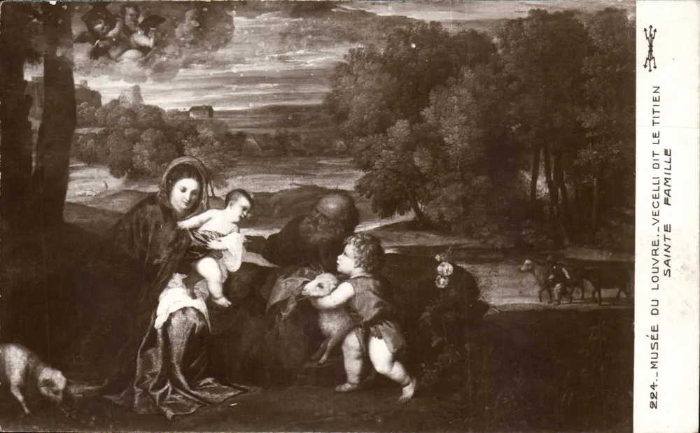 Die Heilige Familie — Gemälde von Titian genannt Vecellio — Louvre-Museum — Nr. 224 - Vorderseite