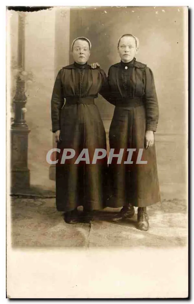 Duas irmãs — retrato de estúdio — editor A. Grallimont, Borspring & Cie, Paris - Frente