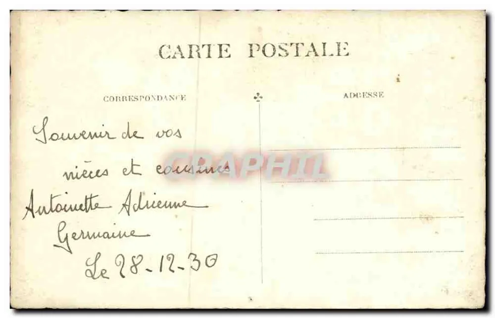 Três jovens mulheres — retrato de estúdio — Carta postal anônima - Verso