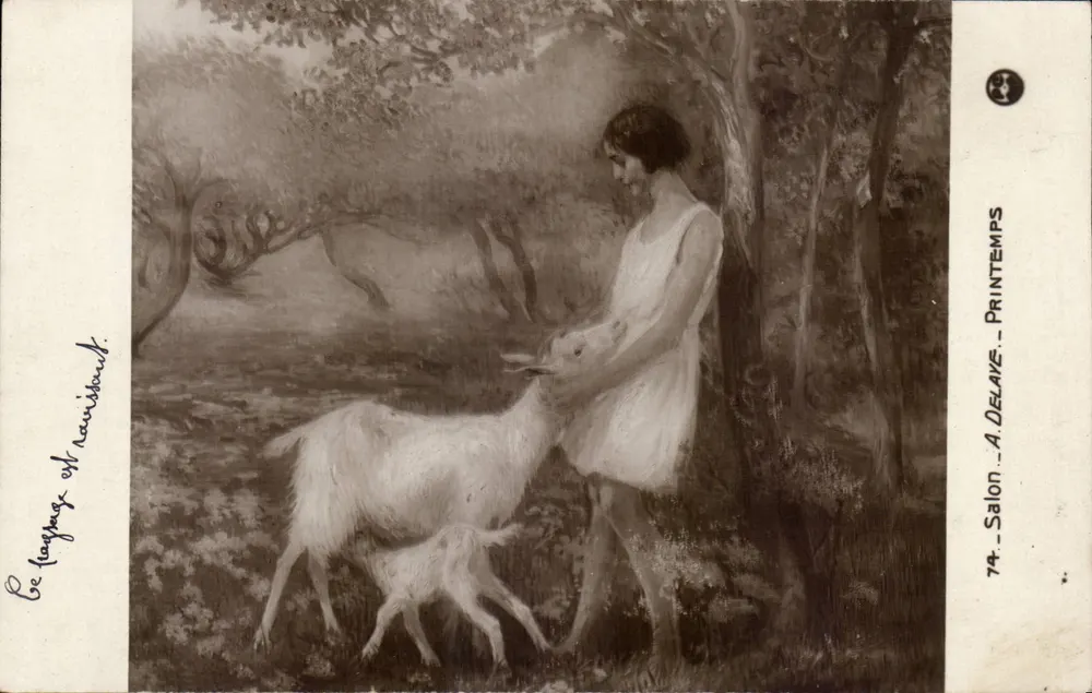 Frau mit zwei Ziegen — A. Delave, Salon Printemps — n°74 - Vorderseite
