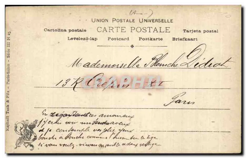 Salon 1903 — D. Etcheverry, Hertige — Verlag: Raphael Tuck & Fils - Rückseite