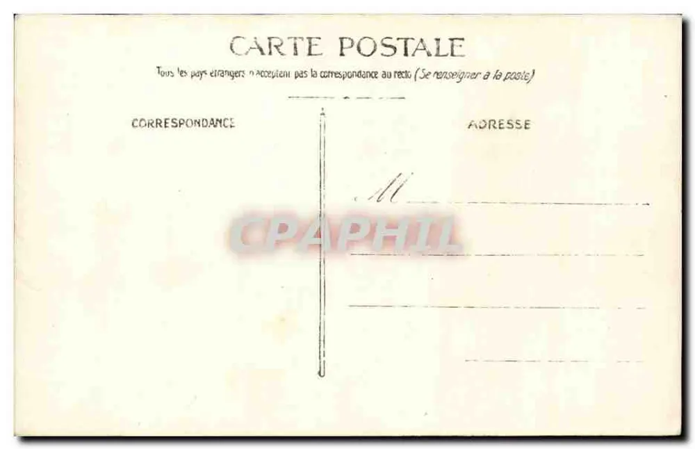 Duas mulheres em traje da época — diante de um cenário de rochedos e galhos — cartão postal - Verso