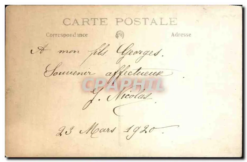 Retrato de uma mulher — época 1920 — sem editor ou número visível - Verso