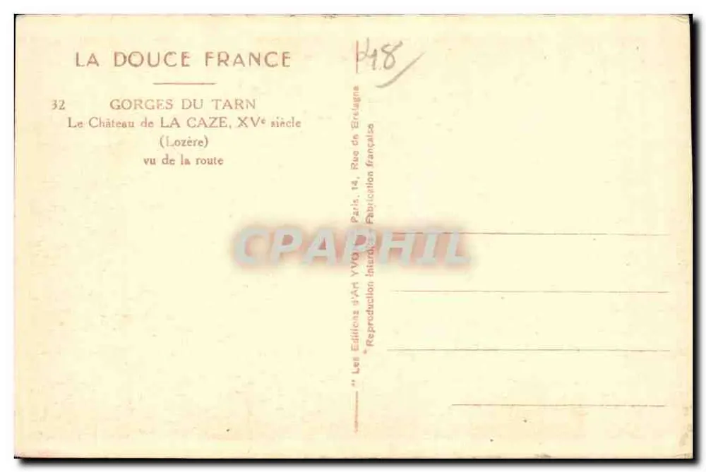 Das Schloss La Caze - Gorges du Tarn - 15. Jahrhundert - Les Éditions d'AH YVO, Paris - Rückseite