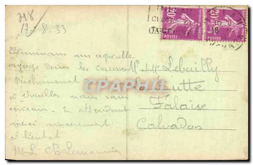 Gorges du Tarn — Château de La Caze von den Ufern des Tarn gesehen — Verlag M. R. n° 366 - Rückseite