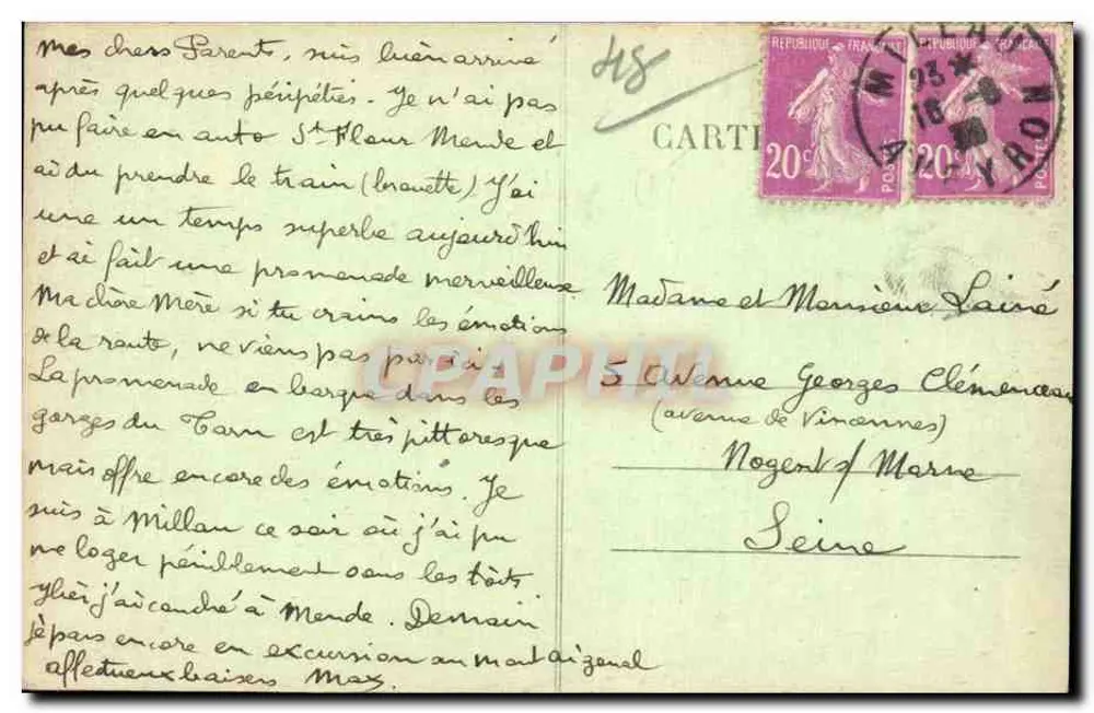 Gorges do Tarn — Os Détroits — 516 — Editor não identificado - Verso