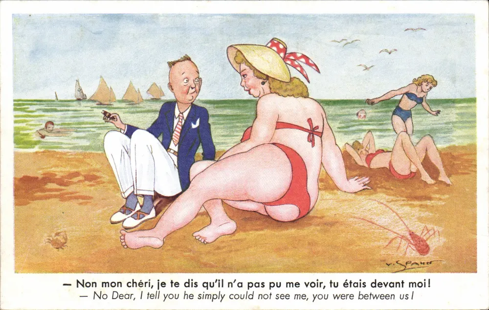Strand Szene — Humor — V. SPANN, Editions SUPERLUXE, Paris - Vorderseite