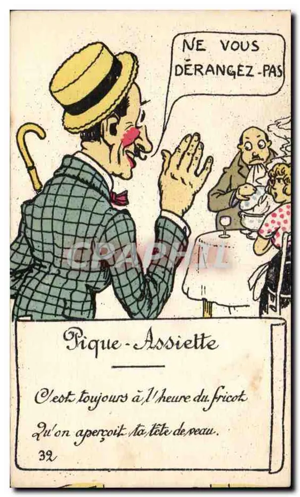 Pique-Assiette — Tema humorístico com palhaço — Coleção Comique, n°39 - Frente