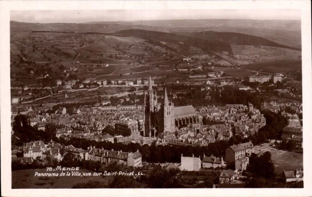 Mende — Panorama der Stadt, Blick auf Saint-Privat — LL - Vorderseite