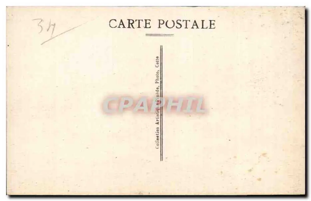 Porto e Molo di Saint-Louis — vista del porto con faro e navi — Cett, n°21 - Verso