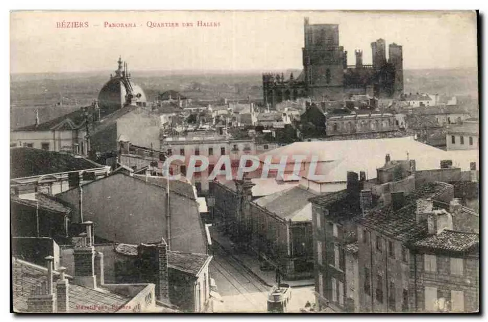 Béziers — Panorama — Bairro das Halles - Frente