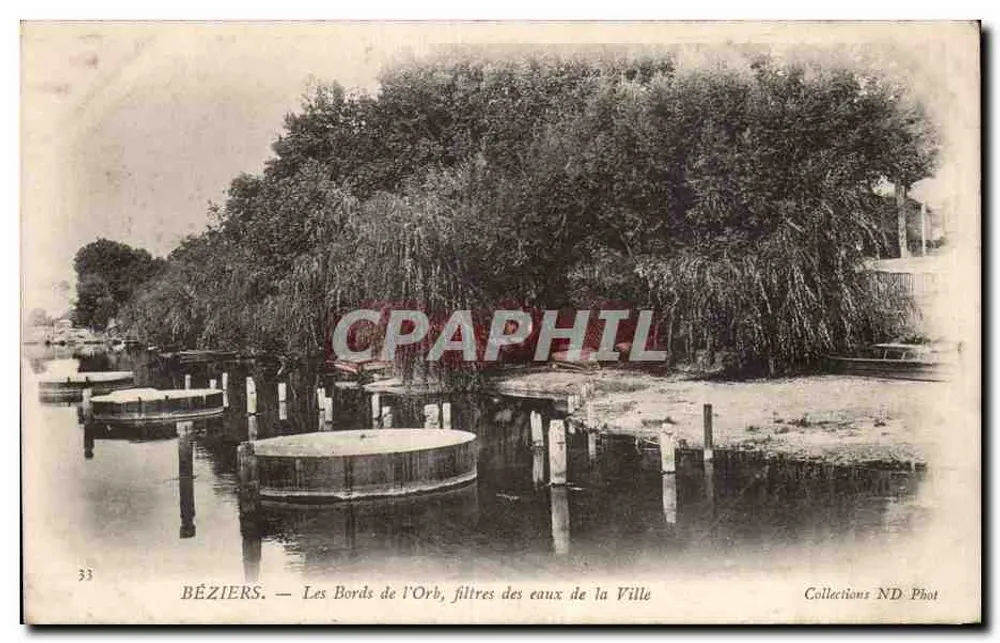 Béziers — Die Ufer des Orb, Wasserfilter der Stadt — Collections ND Phot - Vorderseite
