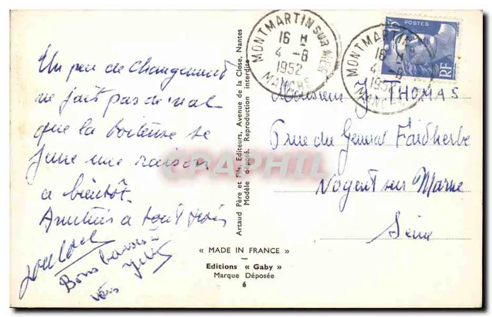 Fliegender Taube — Fliegender Taube. — Éditions Père et Fils, Nantes, Nr. 6 - Rückseite