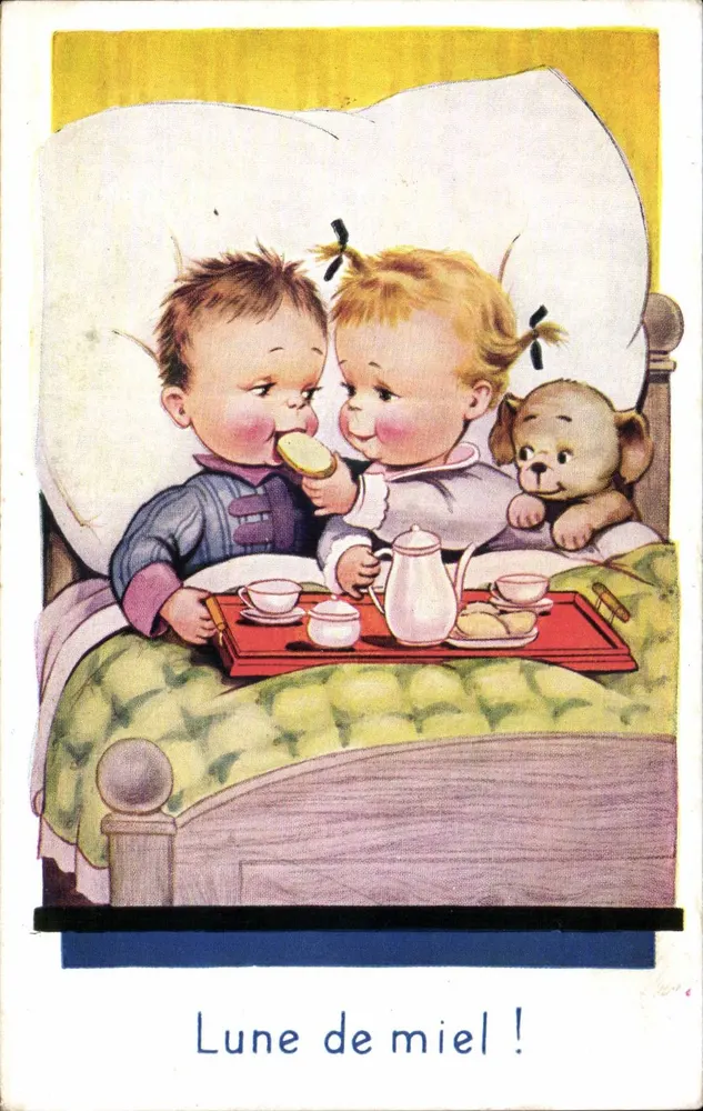 Zwei Kinder im Bett — Hochzeit! — Fox Card n°39/27 - Vorderseite