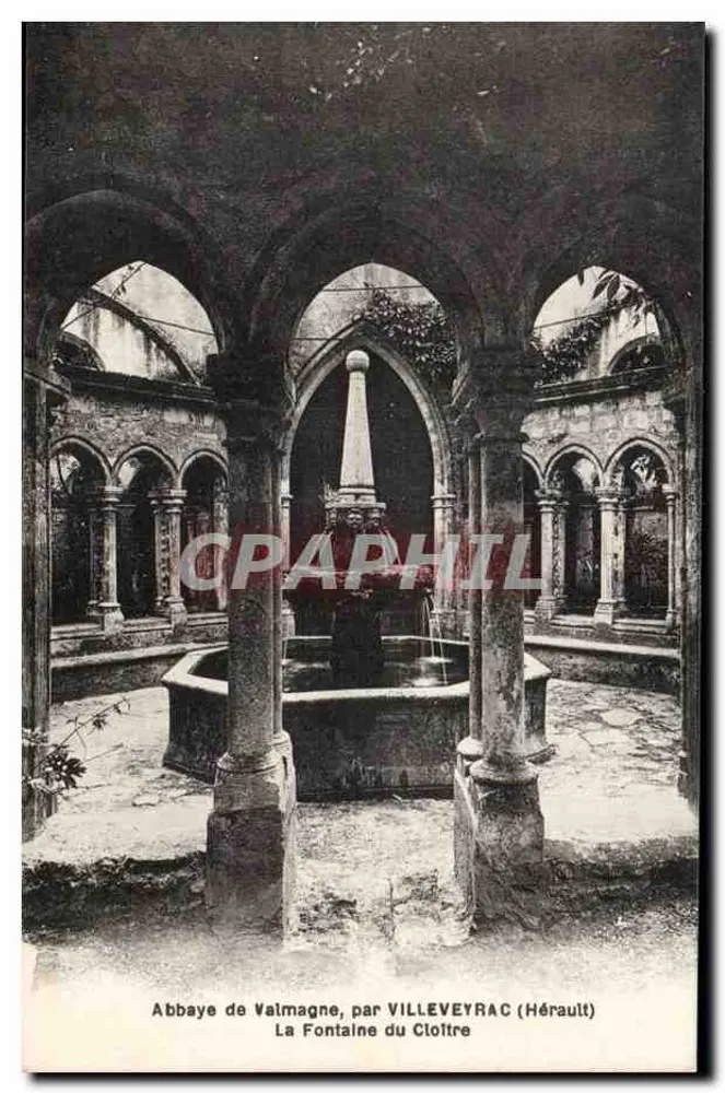 Abtei Valmagne — Fontäne des Klosters — von VILLEVEYRAC (Hérault) - Vorderseite