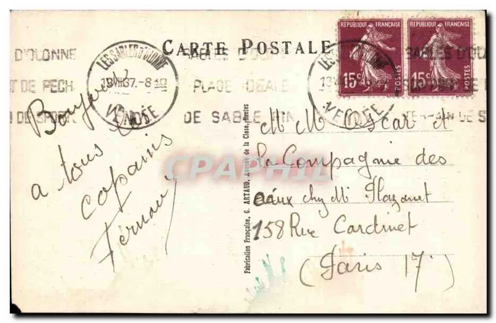 Hotelbad — humoristische Szene — G. Artaud, n°32 - Rückseite