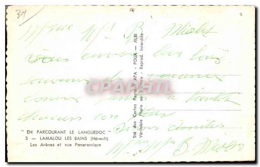 Lamalou-les-Bains — Panoramablick auf die Arenen — Verlag APA - Rückseite