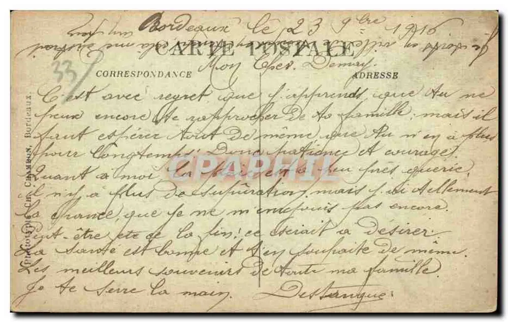 Bordeaux — Cours du XXX-Juillet — C B. - Rückseite