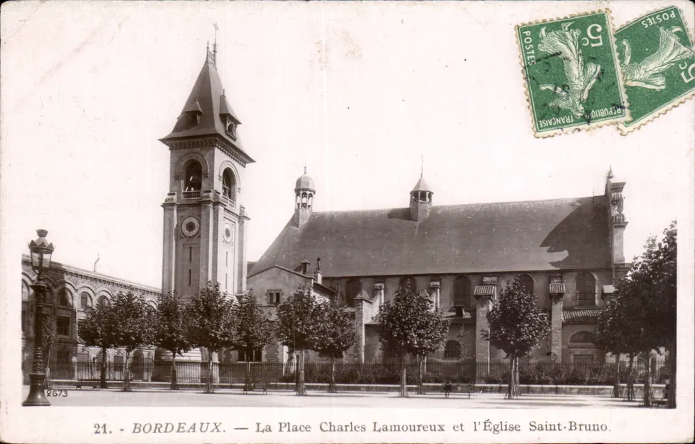 Bordeaux — A Praça Charles Lamoureuex e a Igreja Saint-Bruno — Editor ROSE, n°21 - Frente