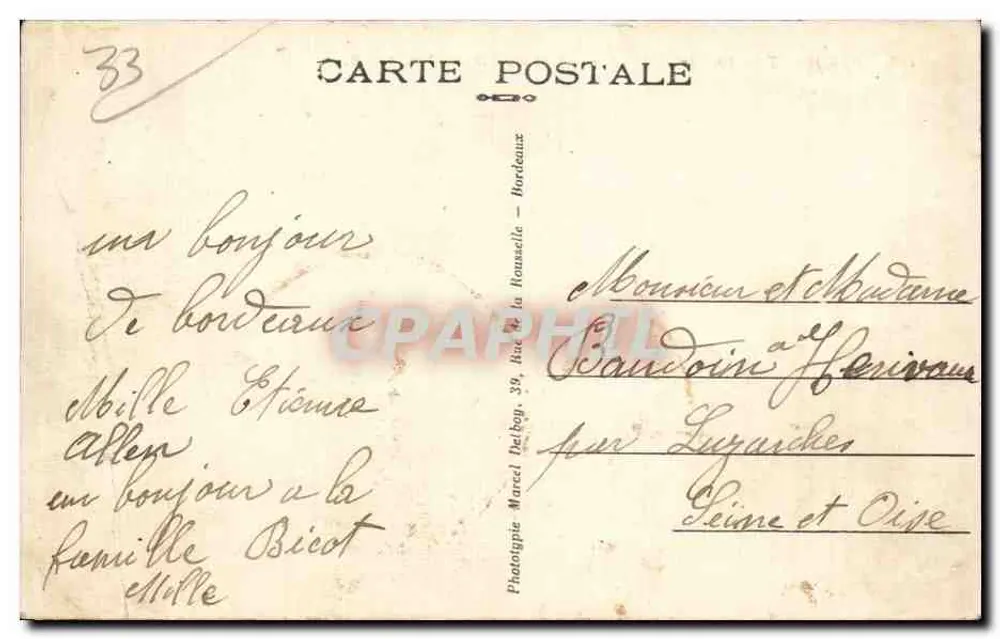 Bordeaux — Ansicht des Bassins der Terrasse des Jardin Public — M. D. - Rückseite