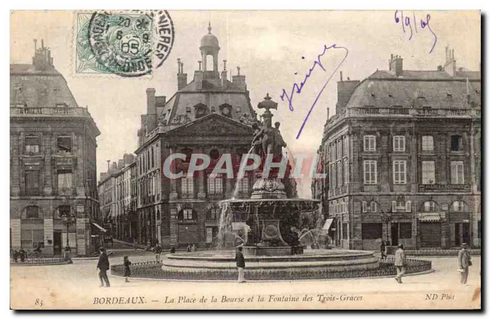 Bordeaux — Ansicht der Place de la Bourse und Fontaine des Trois-Grâces — ND Pluet - Vorderseite