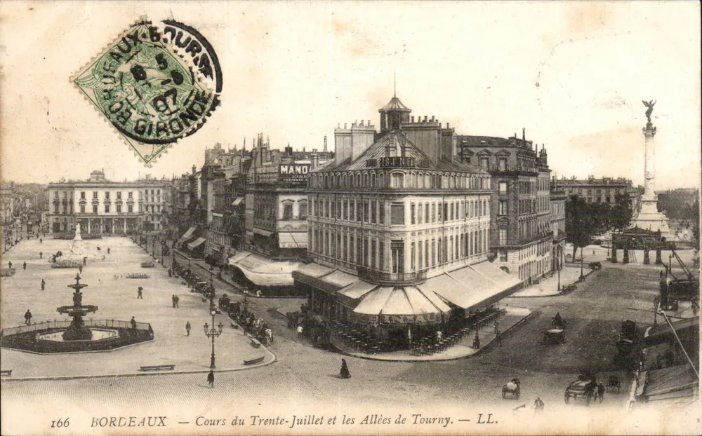 Bordeaux — Cours du Trente-Juillet y las Avenues de Tourny — LL. n°166 - Anverso