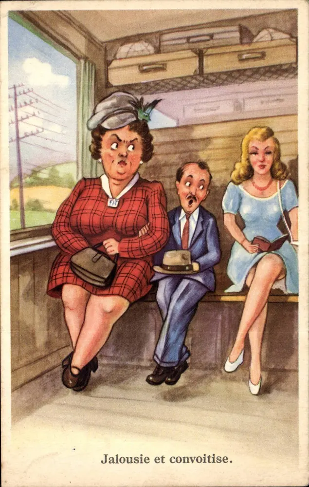 Eifersucht und Gier — humoristische Illustration — Verlag nicht sichtbar - Vorderseite