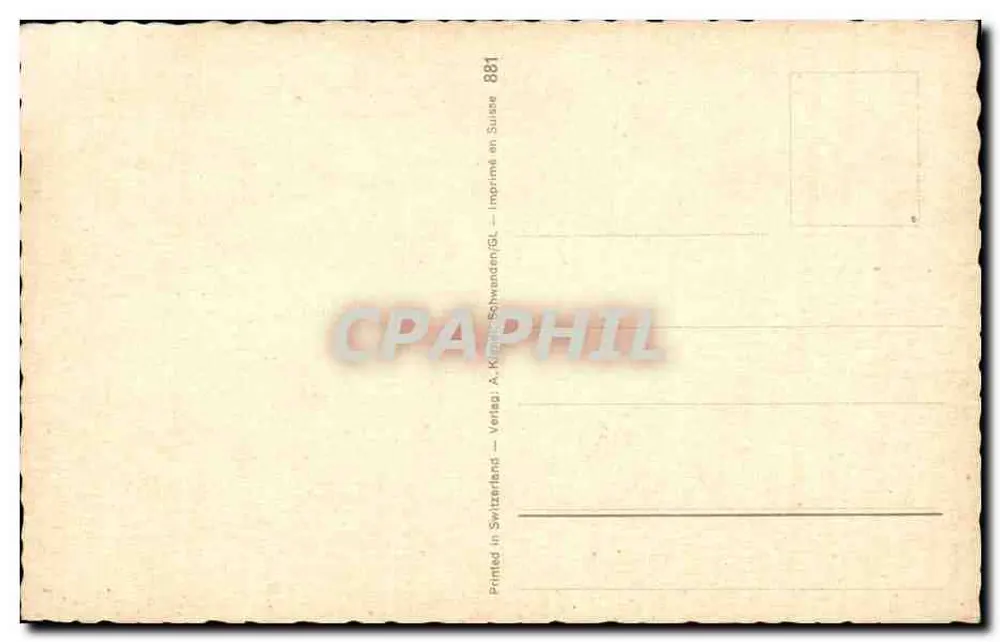 Garrafas decorativas em forma de personagens — telegrama 1957 — A. Kieffer, Schwanden/GL - Verso