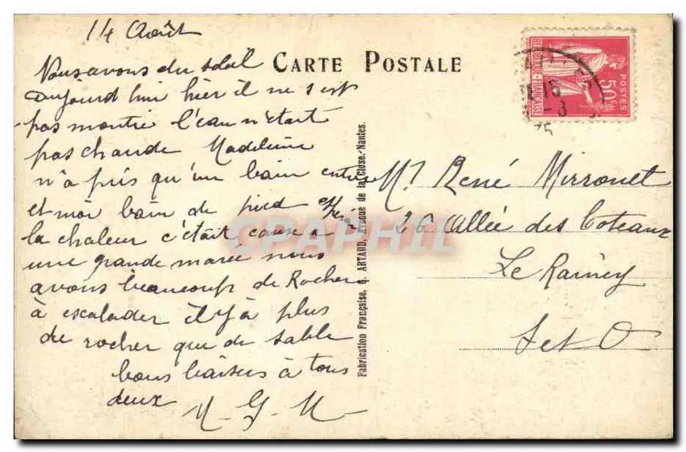 Torine schwimmt — Serie 487 — Édition Artaud, La Chaise - Rückseite