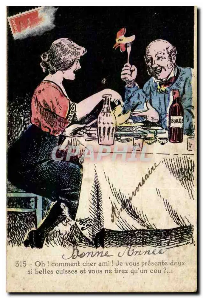 Casal à mesa — caricatura humorística — editor anônimo, n° 315 - Frente