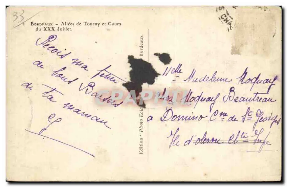 Bordeaux — Allées de Tourny und Cours du XXX Juillet — Édition Photo Eclaire - Rückseite